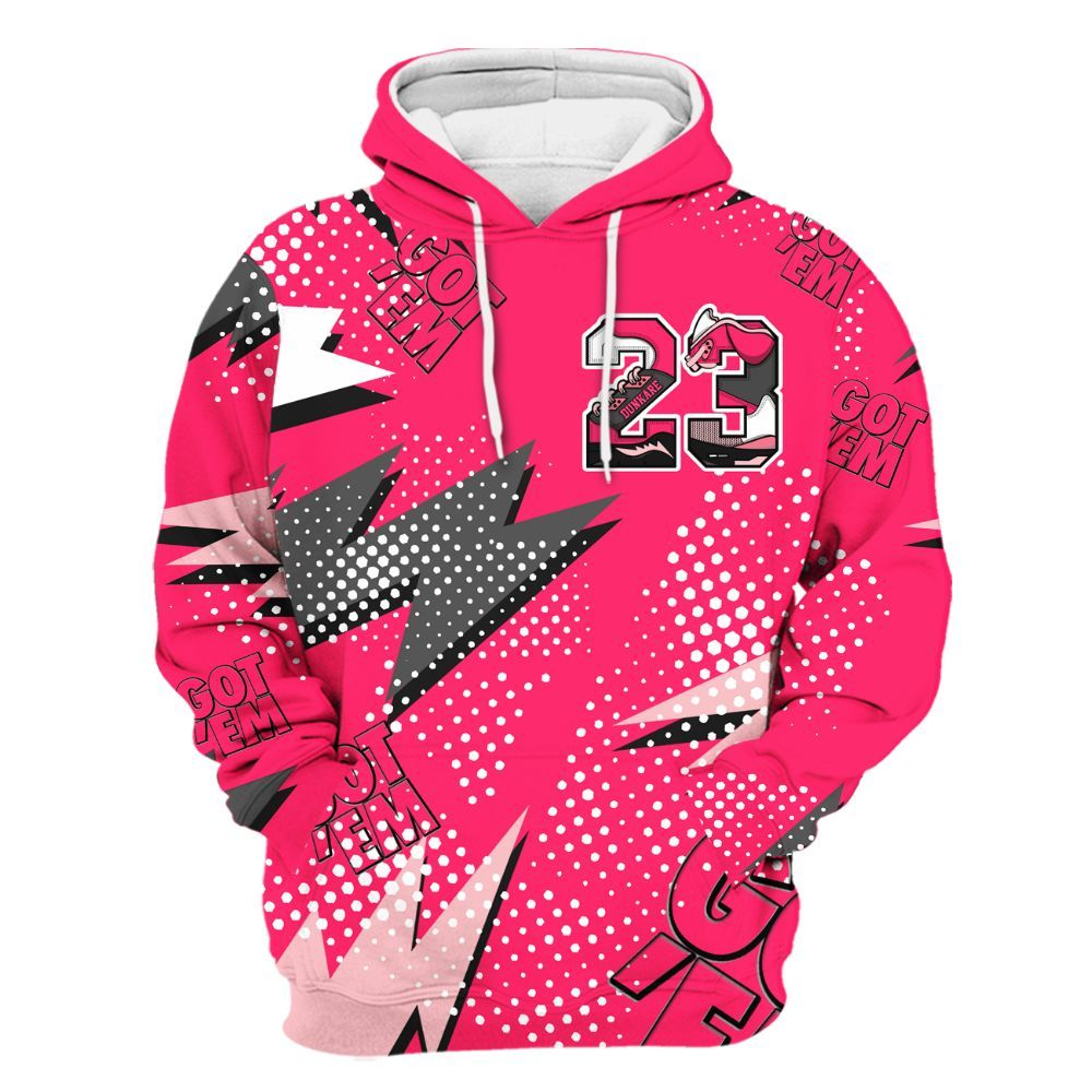 Hoodie To Match A'One Hyper Pink Shirt, Custom Name Number 23 5s All Over Print