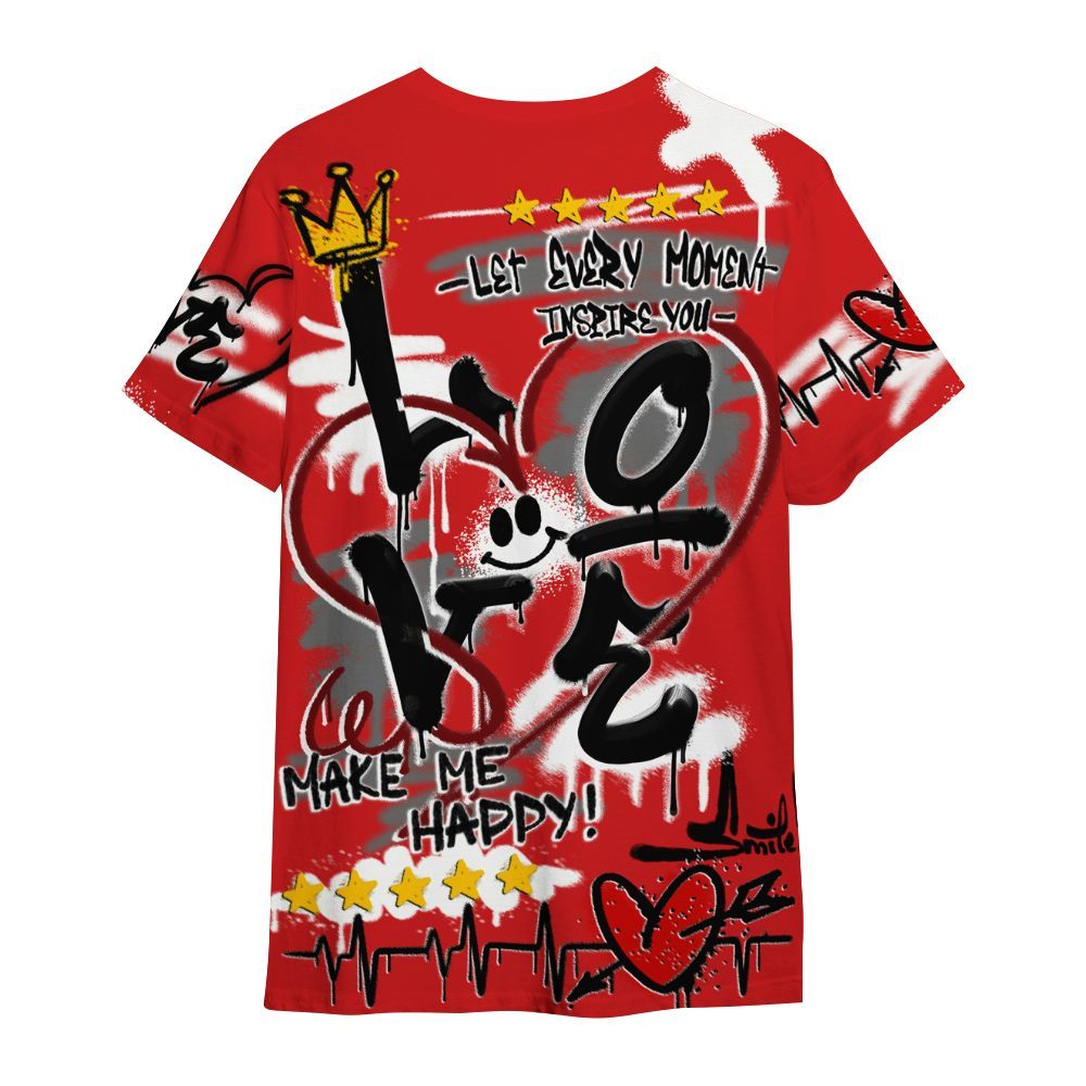 Shirt To Match Low Bred 11s - Happy Love Beats Graffiti Streetwear All Over Print