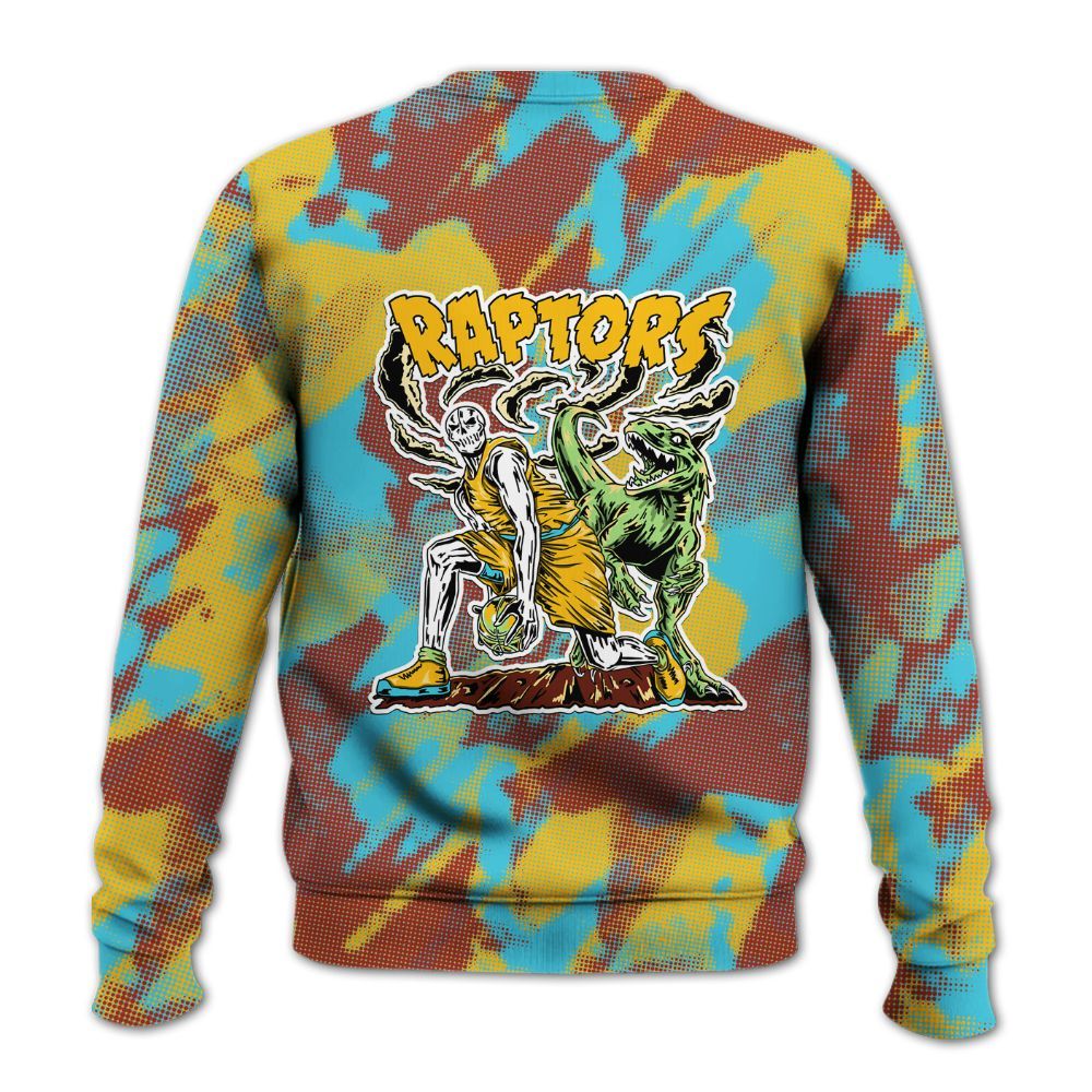 Sweatshirt To Match SB Dunk Di'Orr Greenwood - Raptors Skeleton Abstract Halftone All Over Print