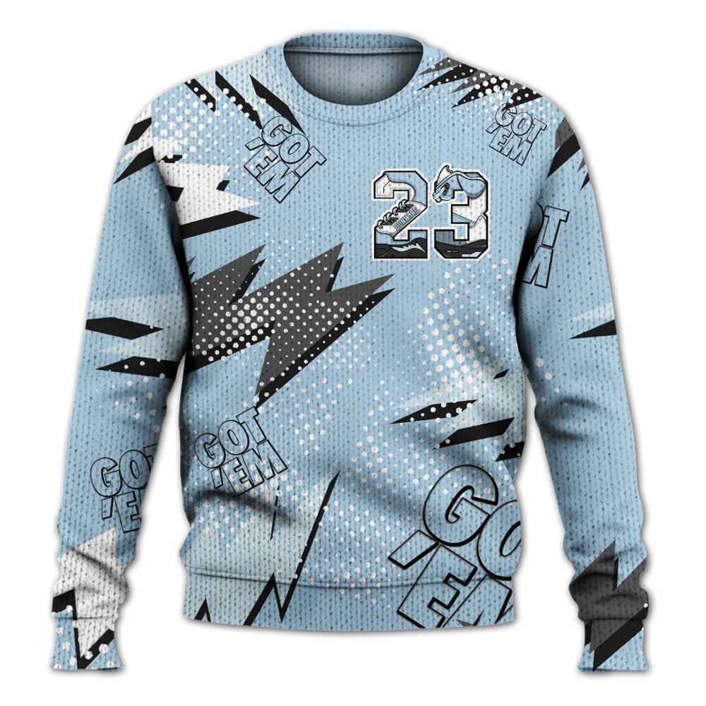 Sweater To Match Foamposite One Psychic Blue - 23 Custom Name 5s Graphic