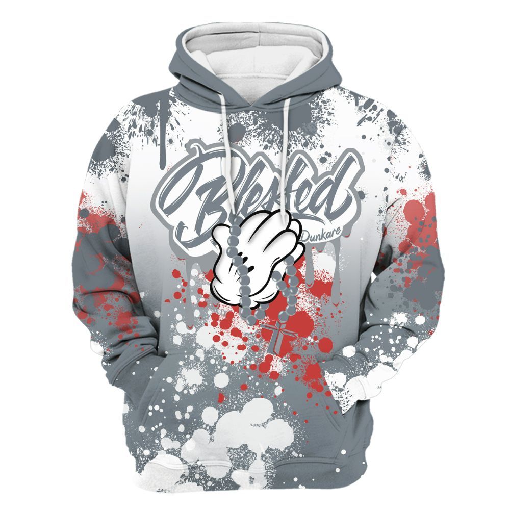 Hoodie To Match Wolf Grey 13s - God Blessed Ink Drip All Over Print