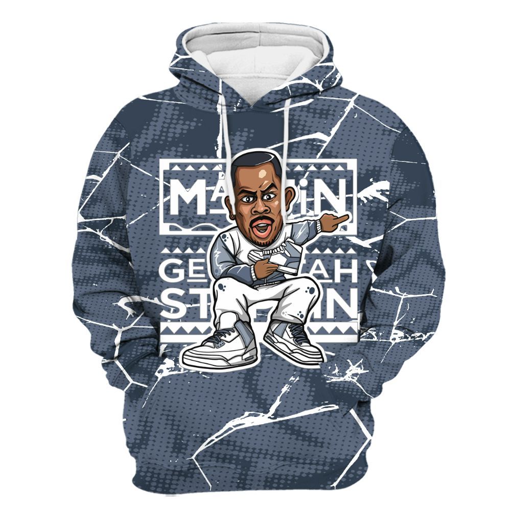 Hoodie To Match Low Diffused Blue 11s - Get Tag Sneakers Steppin' Graphic Crack All Over Print
