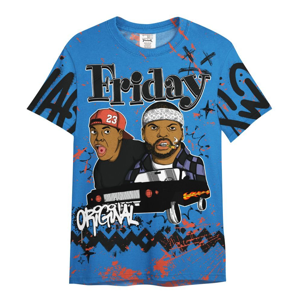 Shirt To Match Hi-Res Blue 700s - Friday Sneaker Crayon All Over Print