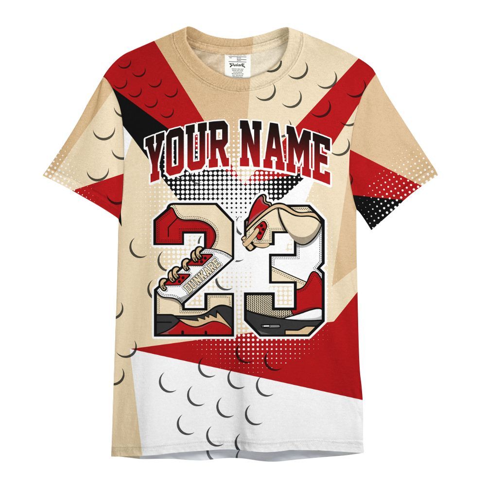 Shirt To Match Dunk Low Strawberry Waffle - Poly Custom Name Number 23 5s All Over Print