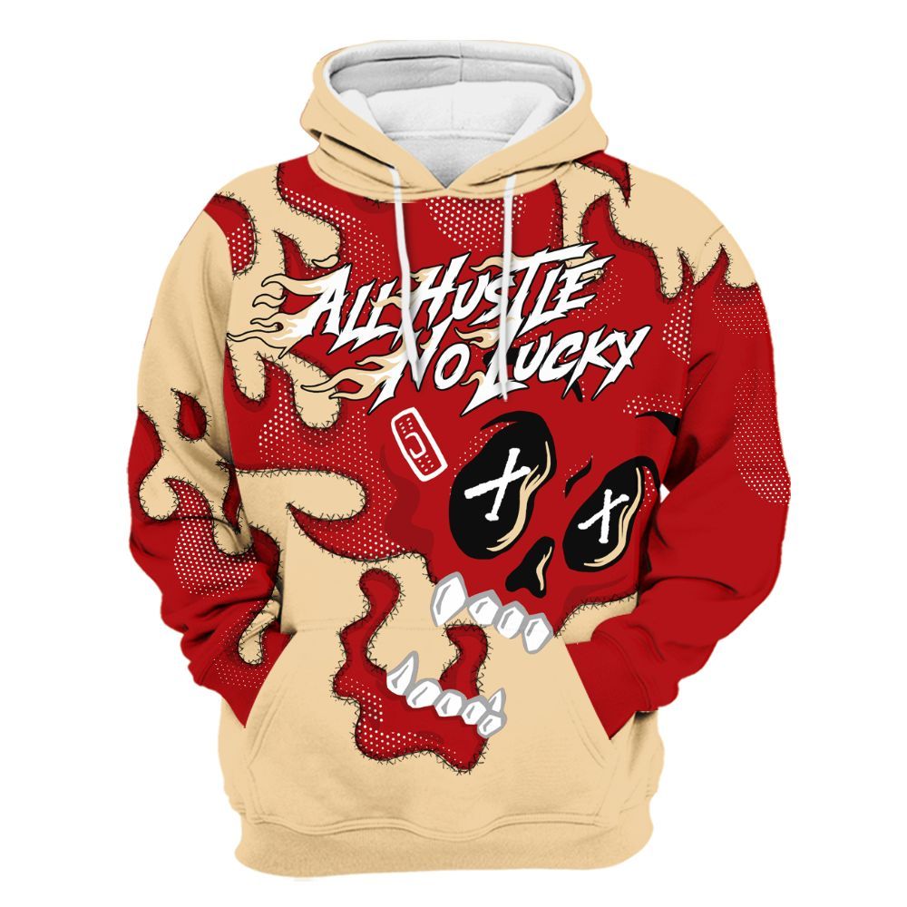 Hoodie To Match Dunk Low Strawberry Waffle - All Hustle No Lucky Skull All Over Print