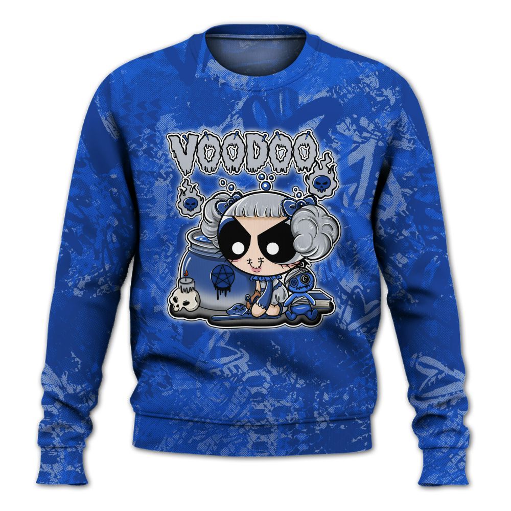 Sweatshirt To Match Air Foamposite One Royal - Voodooz Heart Grunge All Over Print