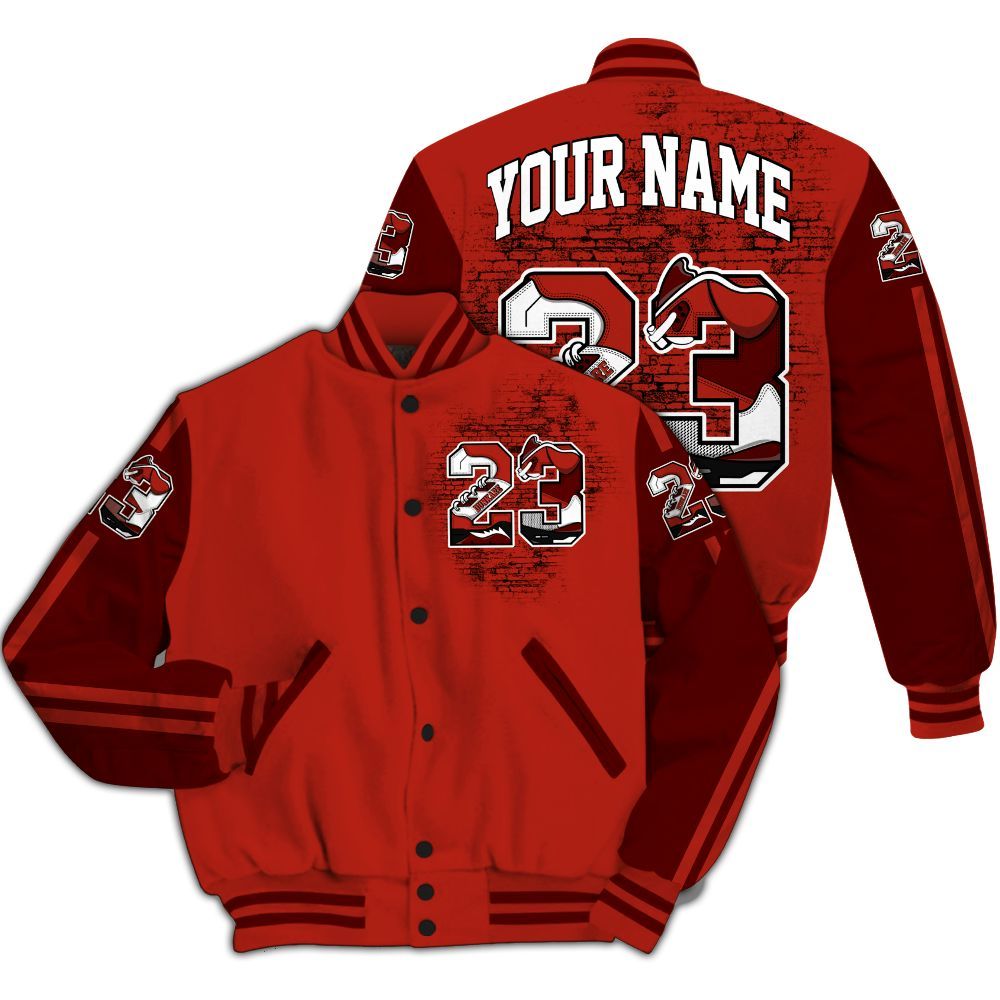 Varsity Jacket To Match SP Firewood Orange 4s - Custom Name Number 23 5s All Over Print