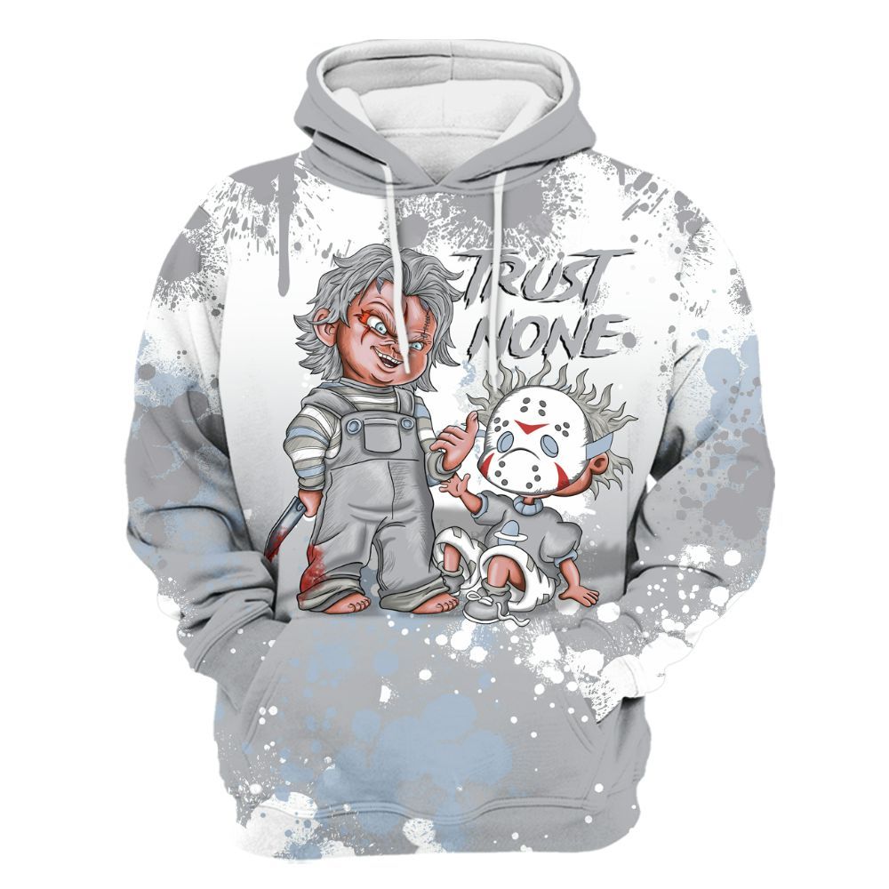Hoodie To Match Low OG Wolf Grey 1s - Trust No One Scary All Over Print