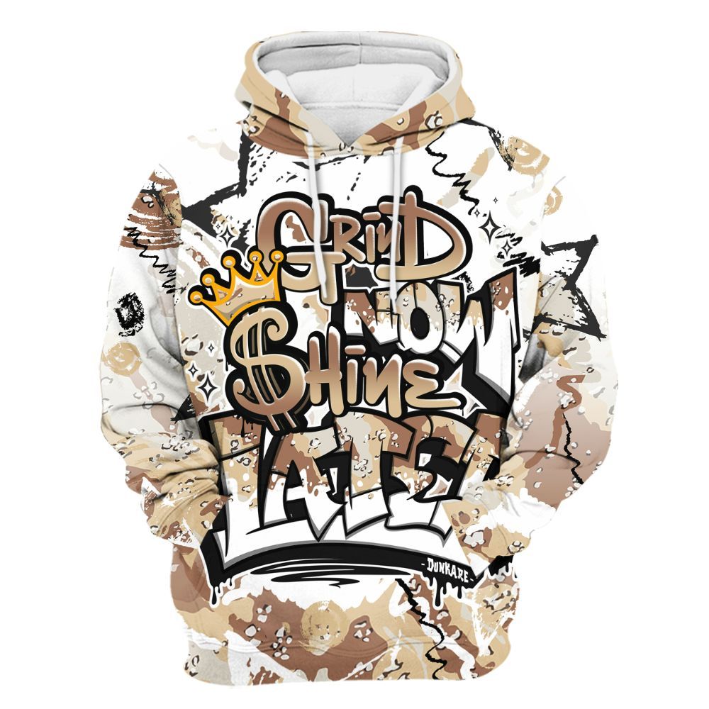 Hoodie To Match Desert Camo 3s - Grind Shine Later Drip All Over Print