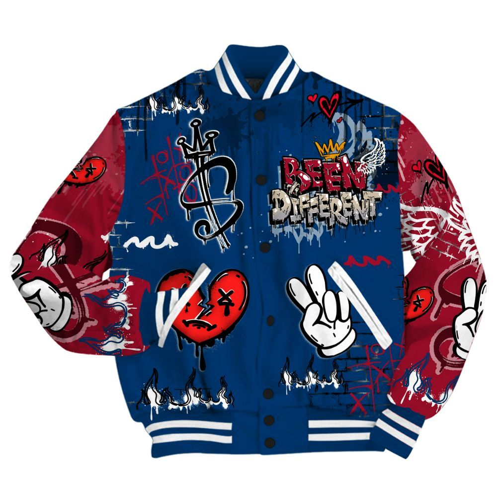 Varsity Jacket To Match Rare Air 4s - Been Dif2erent Drip Graffiti All Over Print