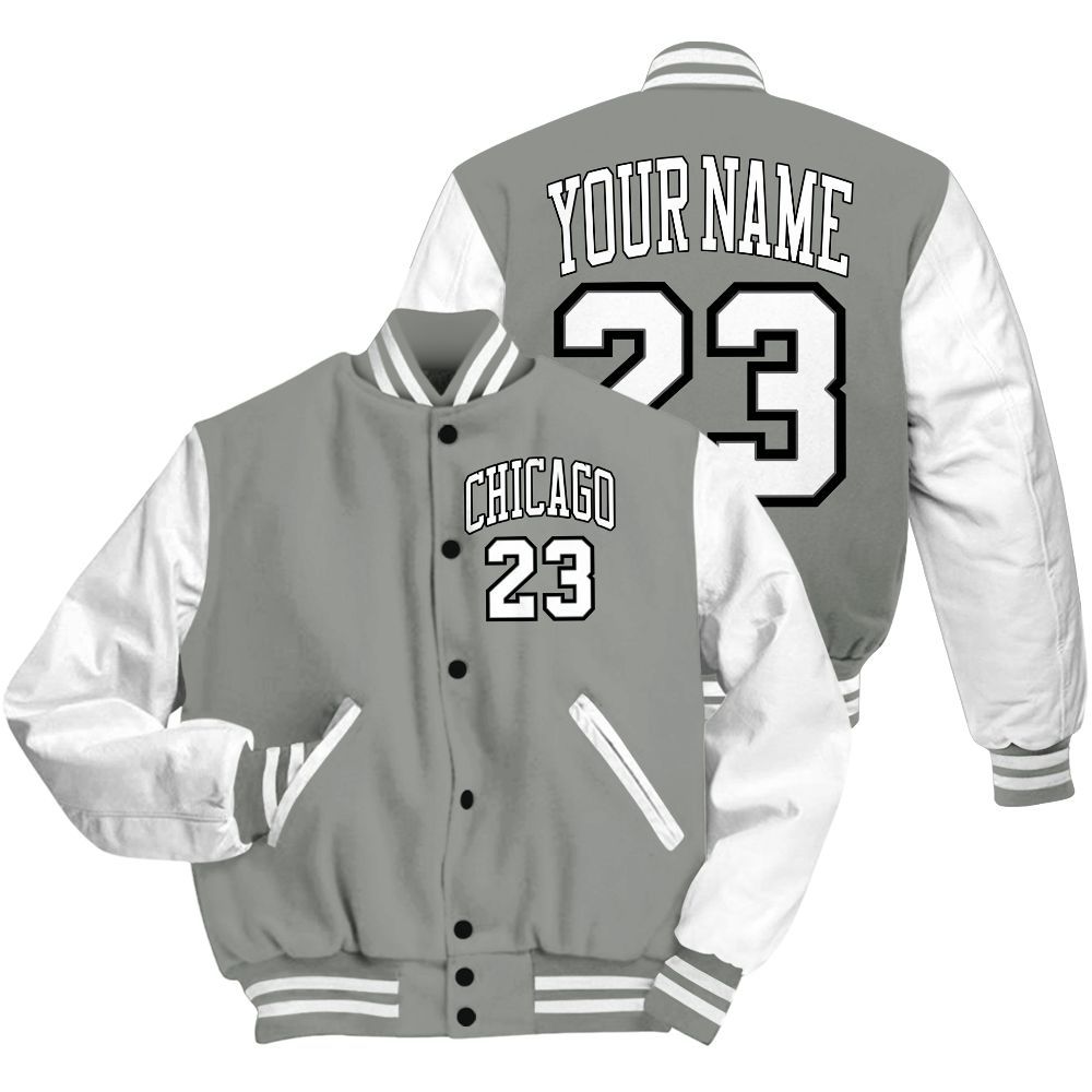 Varsity Jacket To Match Paris Cement Grey 4s - Custom Name Chicago 23 All Over Print