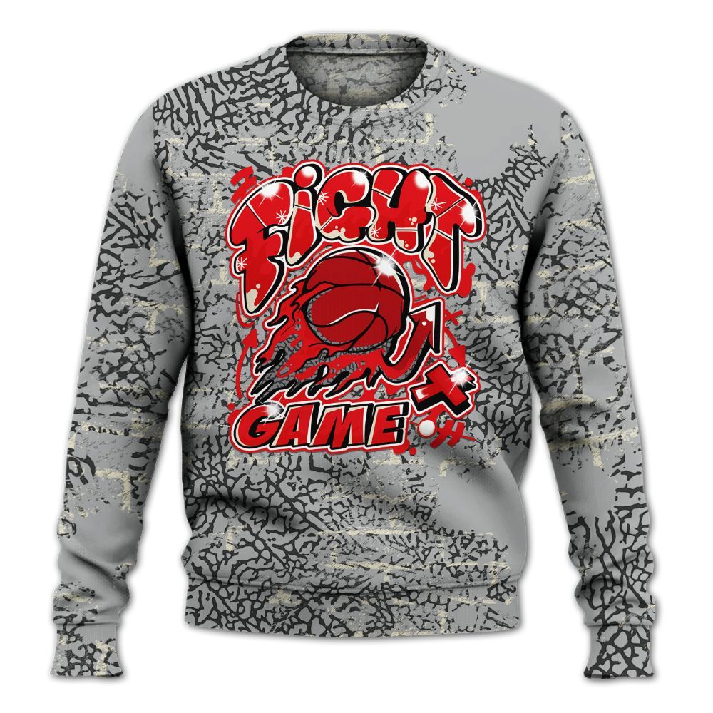 Sweatshirt To Match Cement Grey 3s - Fighter Games Graphic Street Art All Over Print