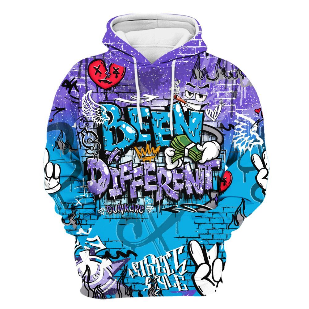Hoodie To Match Retro Aqua 8s - Been Dif2erent Drip Graffiti All Over Print