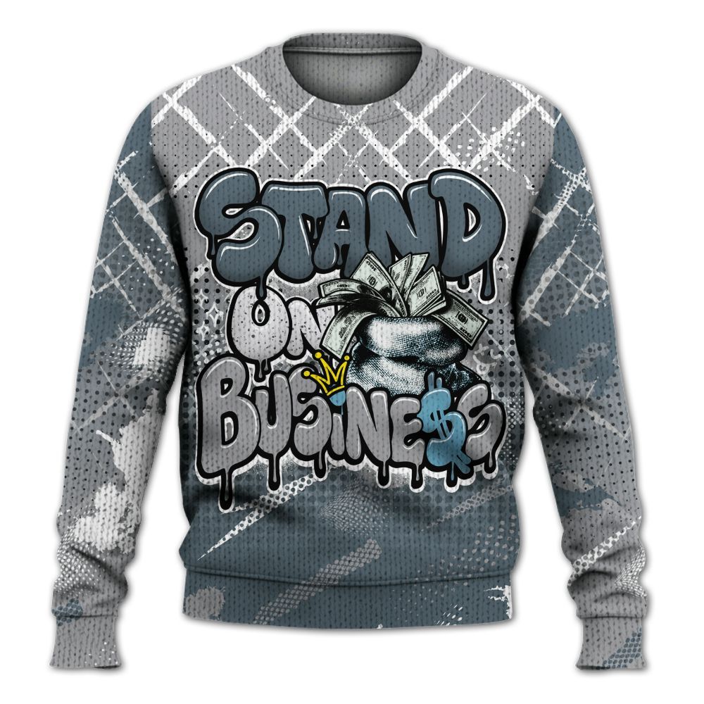 Sweater To Match Retro Light Graphite Wolf Grey 5s - Halftone Stand Business Dripping Graphic