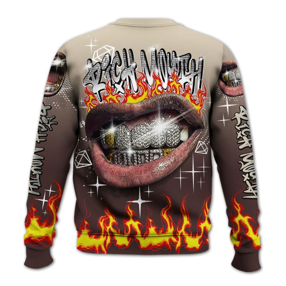 Sweatshirt To Match Burgundy Crush 3s - Rich Mouth Fire Rap Retro 90s All Over Print