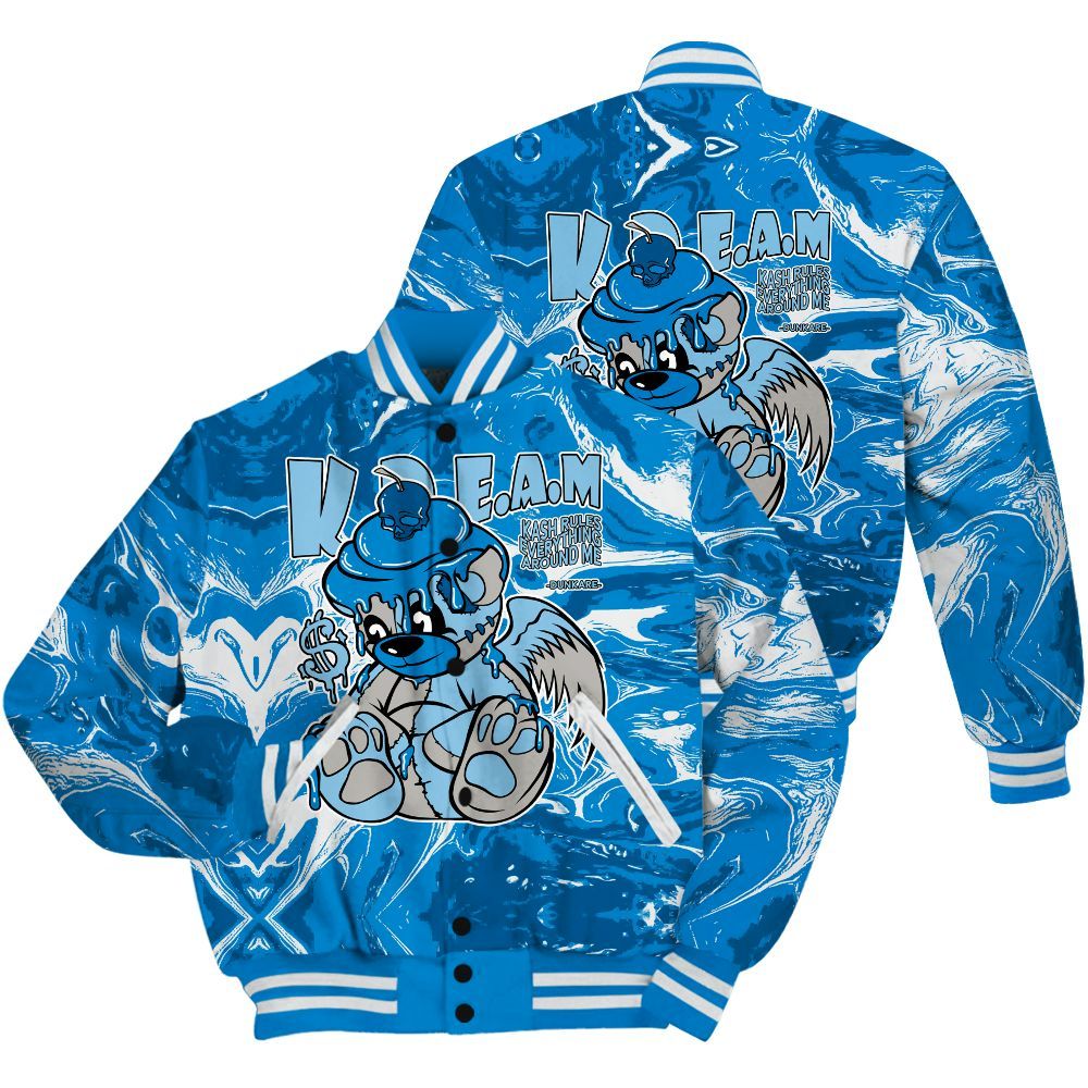Varsity Jacket To Match Industrial Blue 4s Shirt - Loot Bear Liquid All Over Print