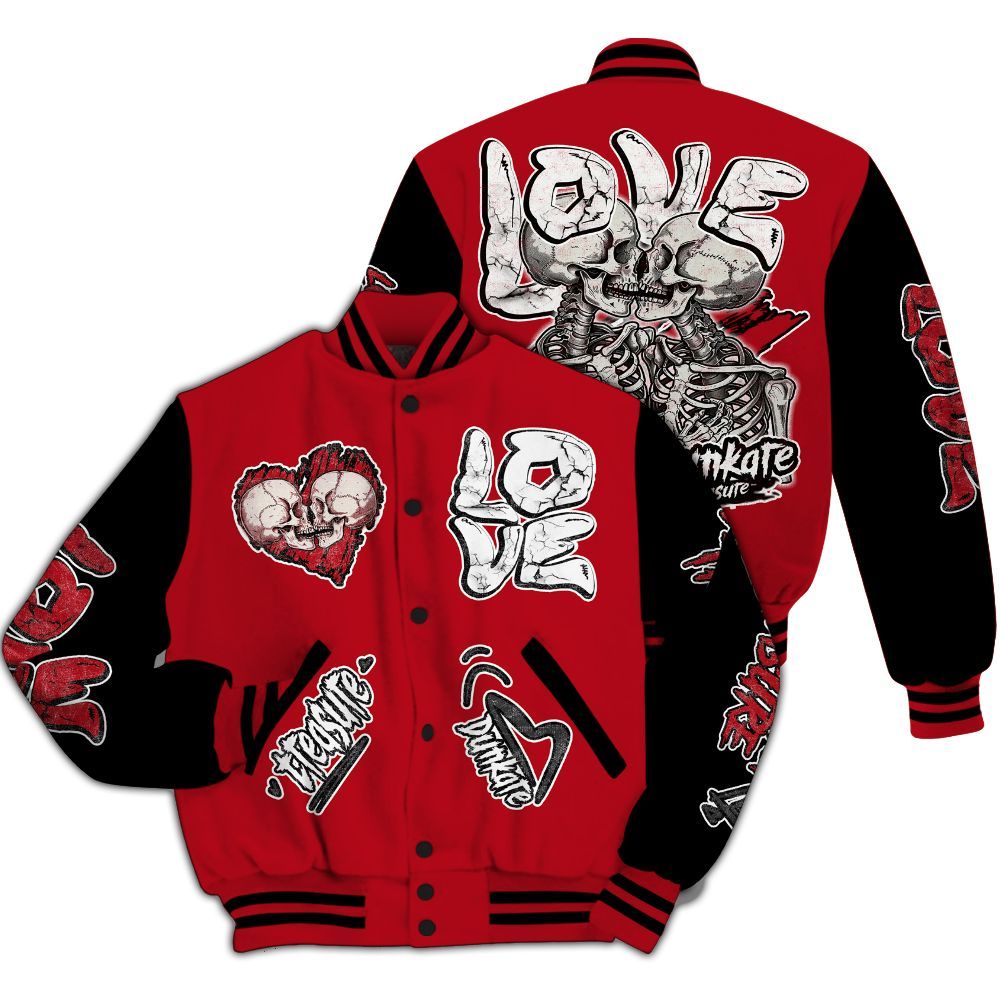 Varsity Jacket To Match Bred Velvet 11s - Skull Bear All Over Print