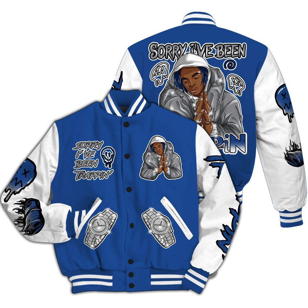 Varsity Jacket To Match High OG True Blue 1s - Trappin' Unique All Over Print