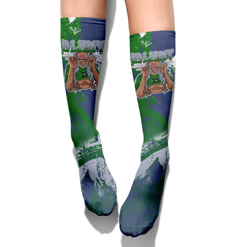 Sock To Match Midnight Navy 13s - Bluntz Unique Circle Splash