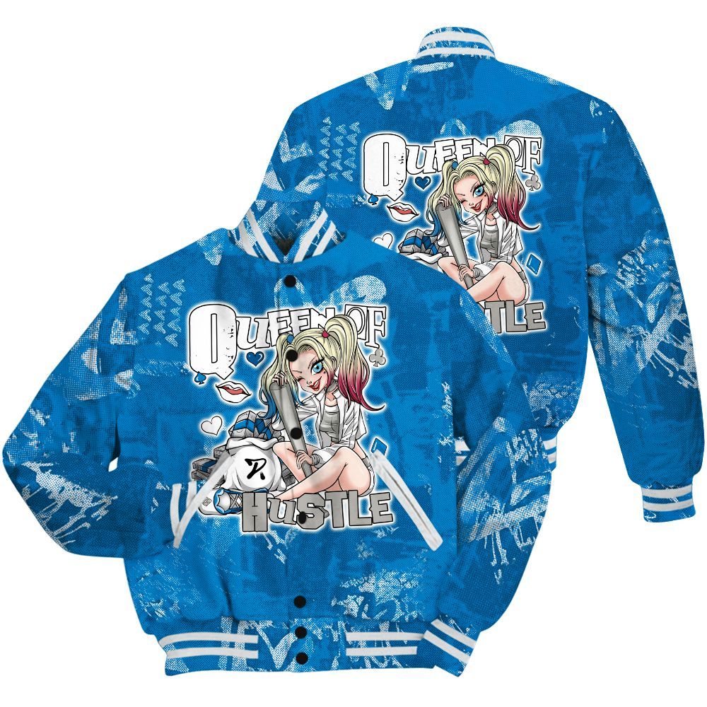 Varsity Jacket To Match Military Blue 4s Shirt - Hustles Quiinn Heart Grunge All Over Print