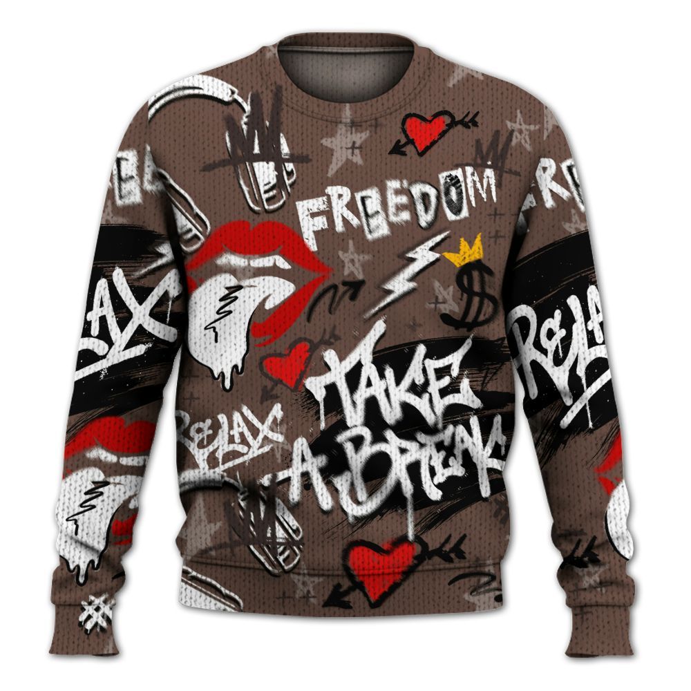Knitted Sweater To Match Air Force 1 Low Escape - Take Break Freedom Graffiti Streetwear