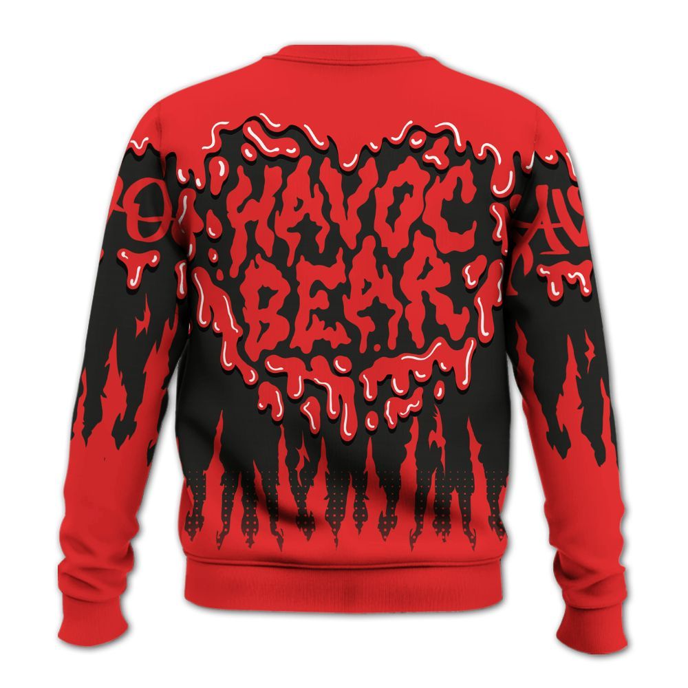 Sweatshirt To Match Red Thunder 4s - Havok Bear Dripping All Over Print