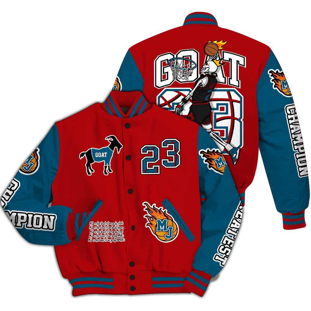 Varsity Jacket To Match OG Varsity Red 17s - 23 G.0.A.T Jump Up Basketball All Over Print