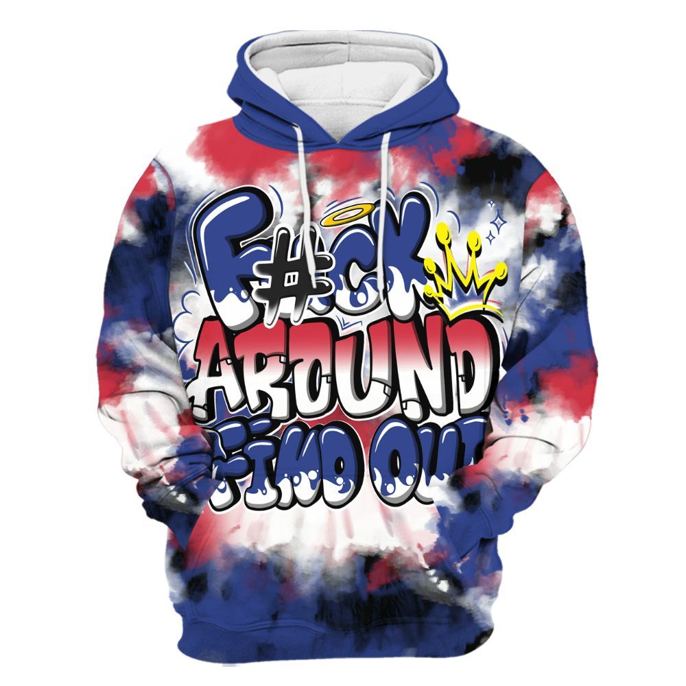 Hoodie To Match Air Griffey Max USA Red White Blue 1s - Tie Dye FK Around Find Out All Over Print