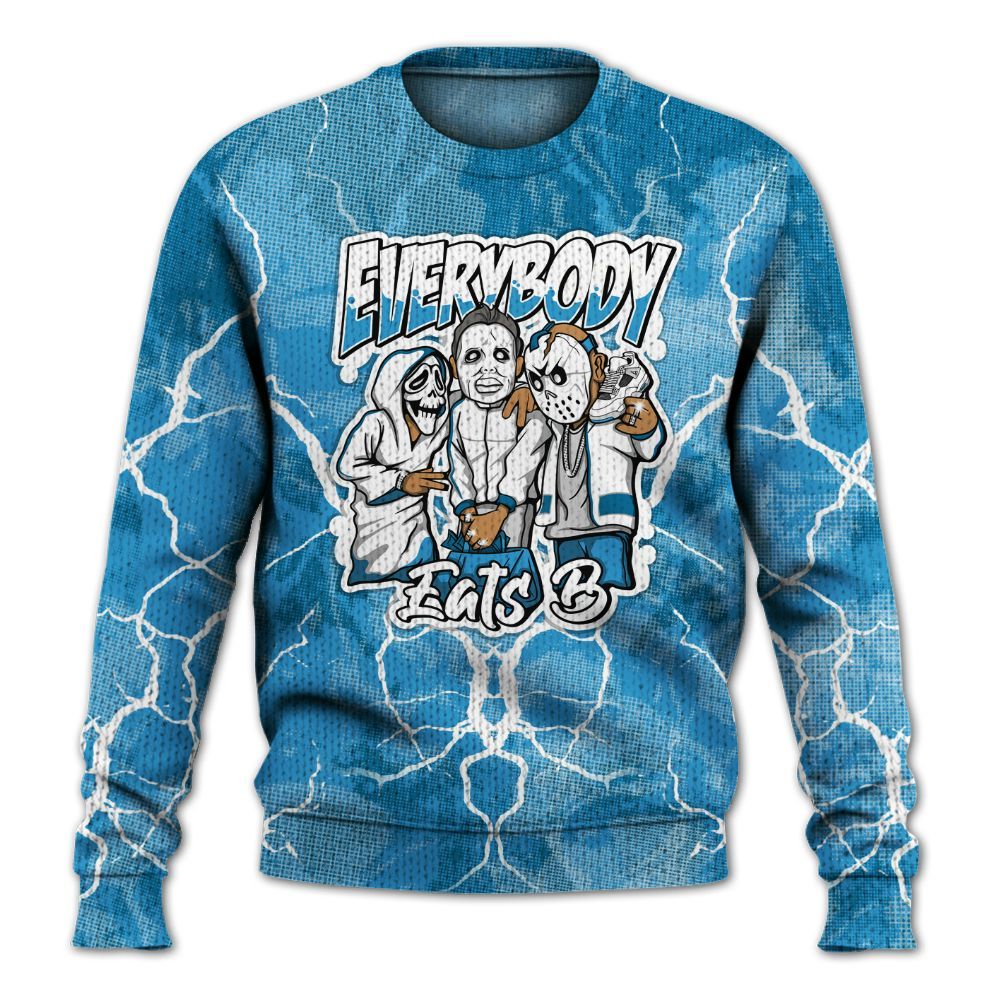 Knitted Sweater To Match Powder Blue 9s - Everybody Eatin B Graphic Halloween