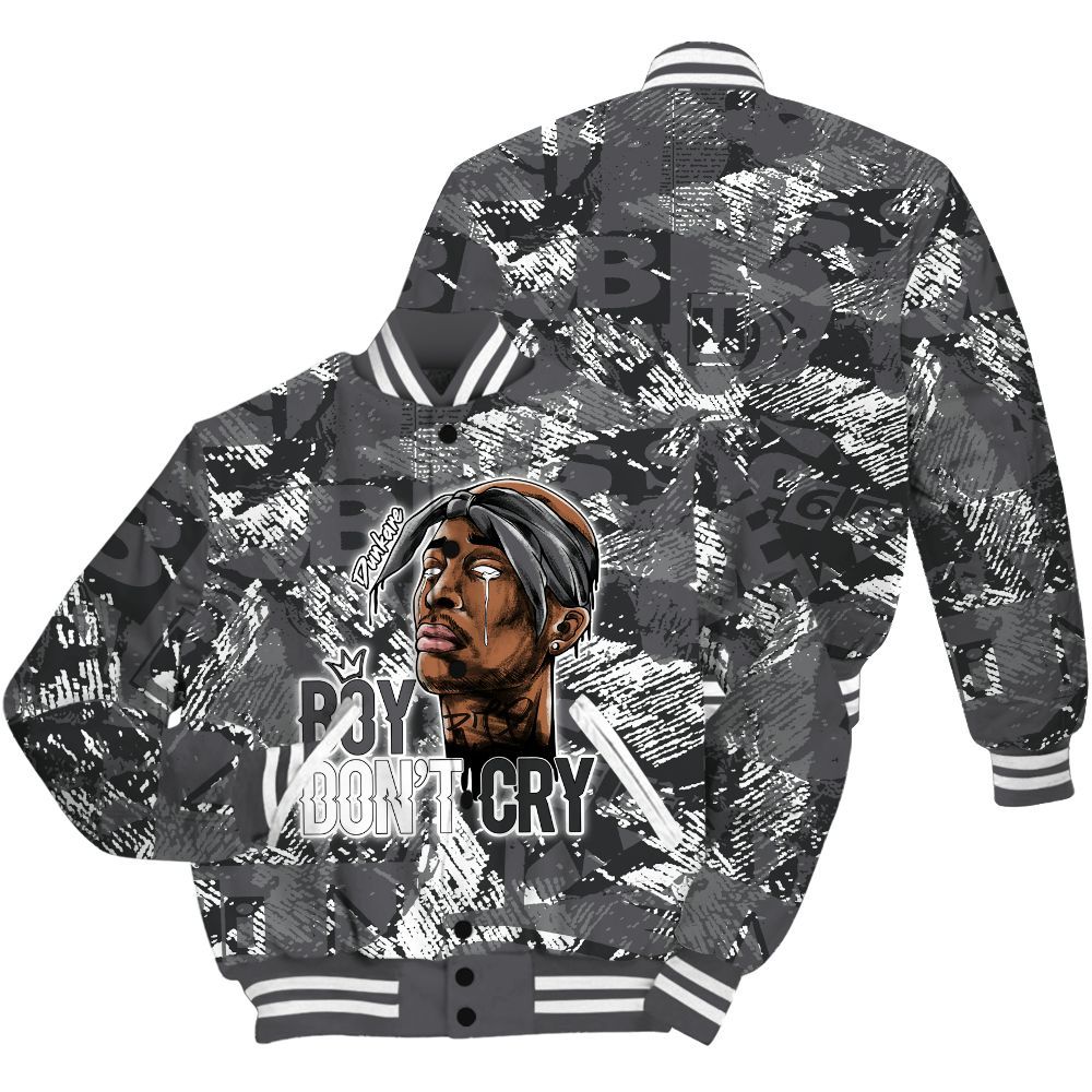 Varsity Jacket To Match White Thunder 4s Shirt, Boiz Ain't Cry Unique Abstract All Over Print