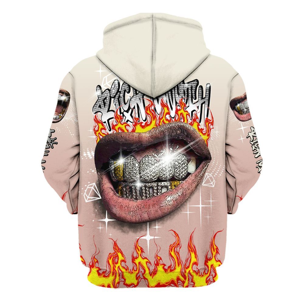 Hoodie To Match Air Force Low 1 Arctic Orange - Rich Mouth Fire Rap Retro 90s All Over Print