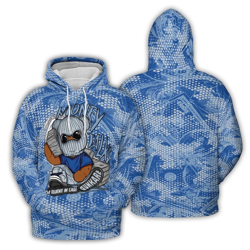 Hoodie To Match Low Space Royal 11s Hoodie - Money Talk Bear Banknotes Art Hoodie Unisex