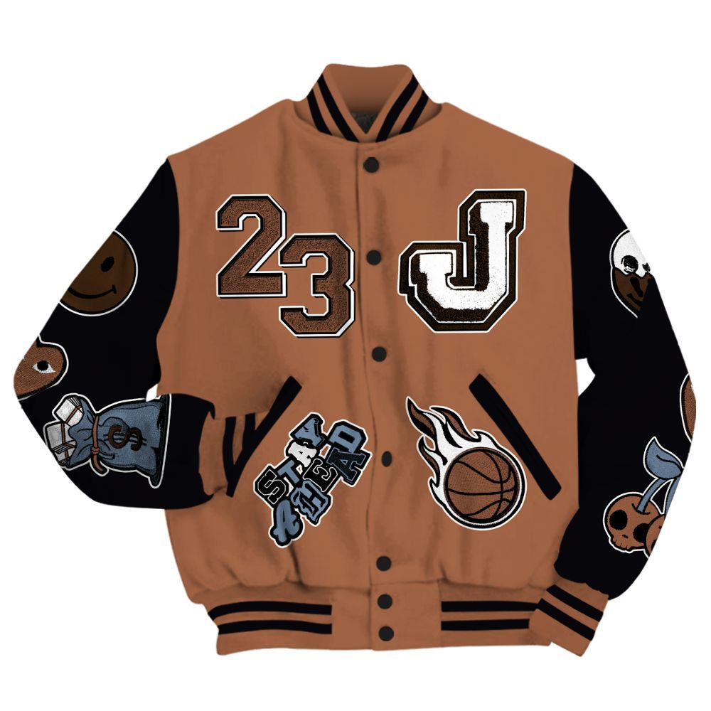 Varsity Jacket To Match Air Foamposite Metallic Copper - Hustles Money Number 23 All Over Print