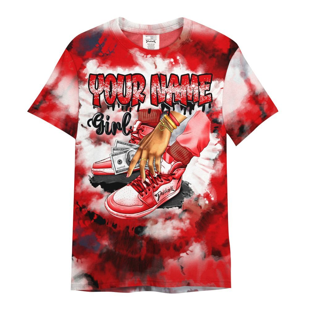 Shirt To Match Low OG Howard Bison 1s Varsity Jacket, Custom Name SNEAKER Girl Money Drip Tie Dye All Over Print