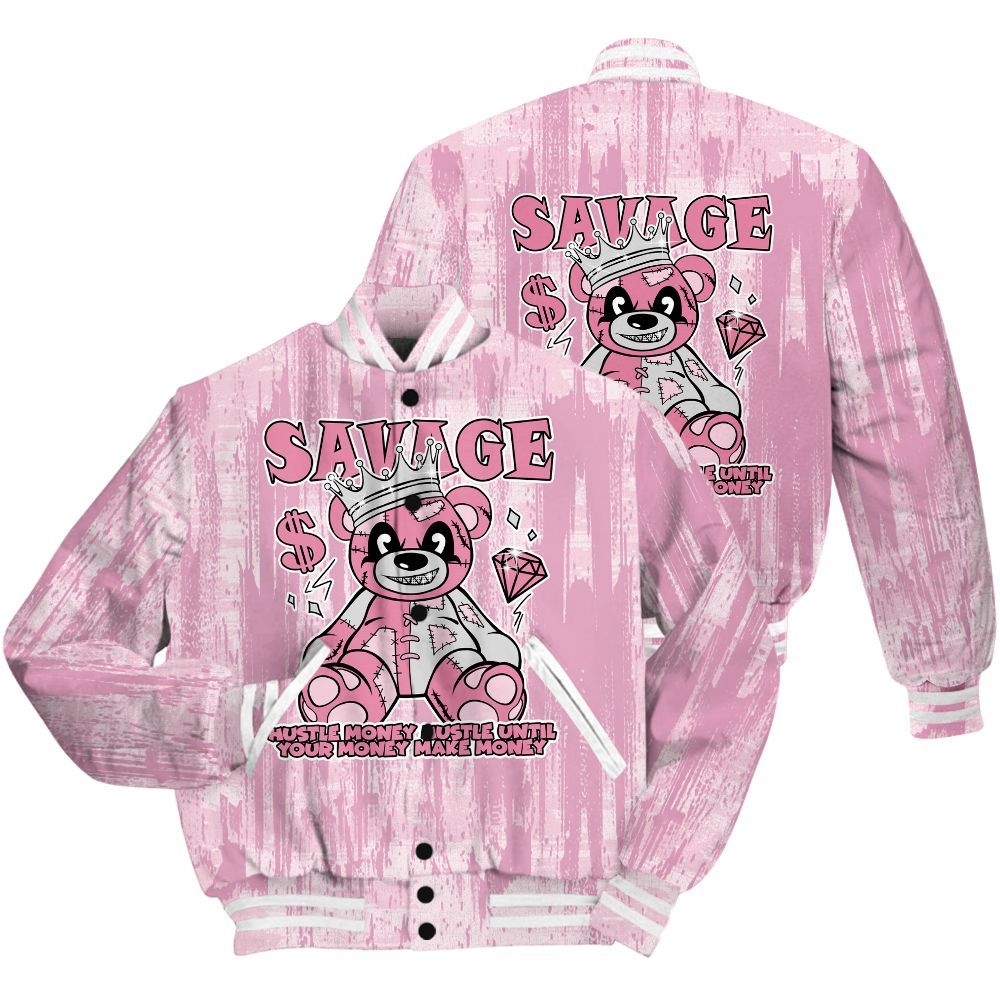Varsity Jacket To Match Orchid 4s Shirt - Savages Bear Glitch Art All Over Print