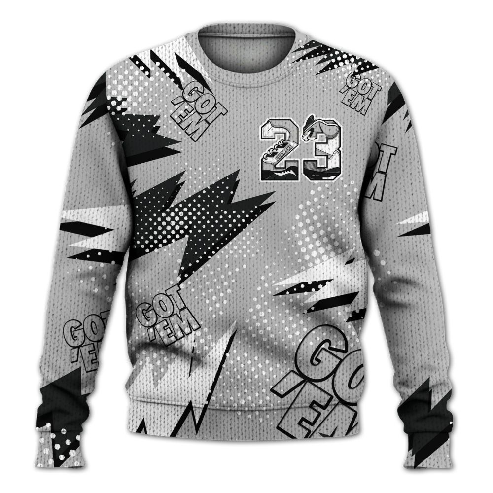 Knitted Sweater To Match Low 85 Metallic Black 1s - Custom Name Number 23 5s