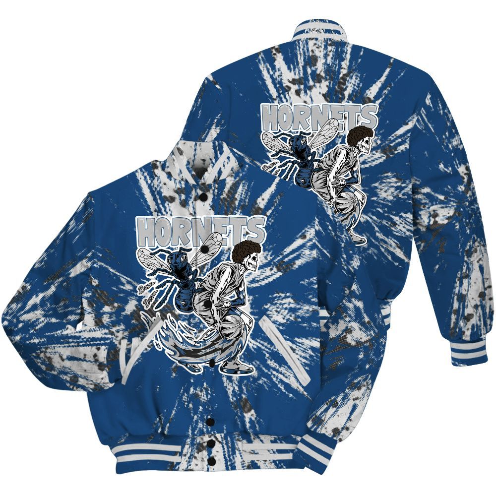Varsity Jacket To Match High OG Midnight Navy 1s Shirt - Hornets Skeleton Luxury All Over Print