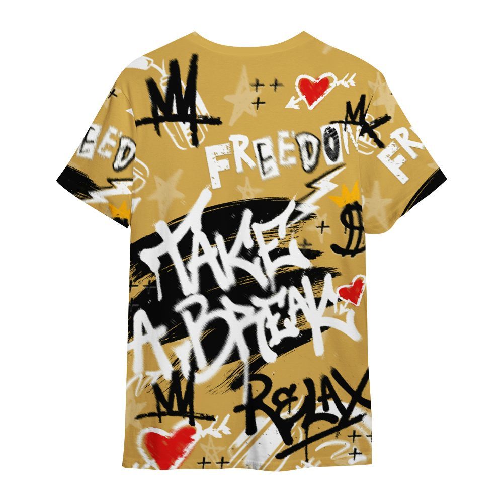 Shirt To Match Retro Light Ginger 14s - Take Break Freedom Graffiti Streetwear All Over Print