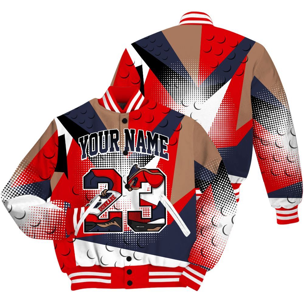 Varsity Jacket To Match Low OG Howard Bison 1s Shirt, Poly Custom Name Number 23 5s All Over Print