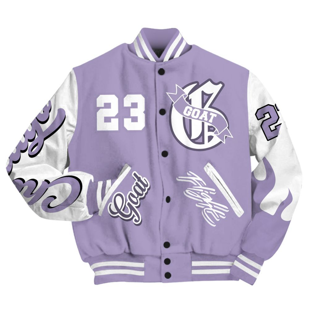 Varsity Jacket To Match Low Pure Violet 11s - The G.O.A.T Flight Streetwear All Over Print