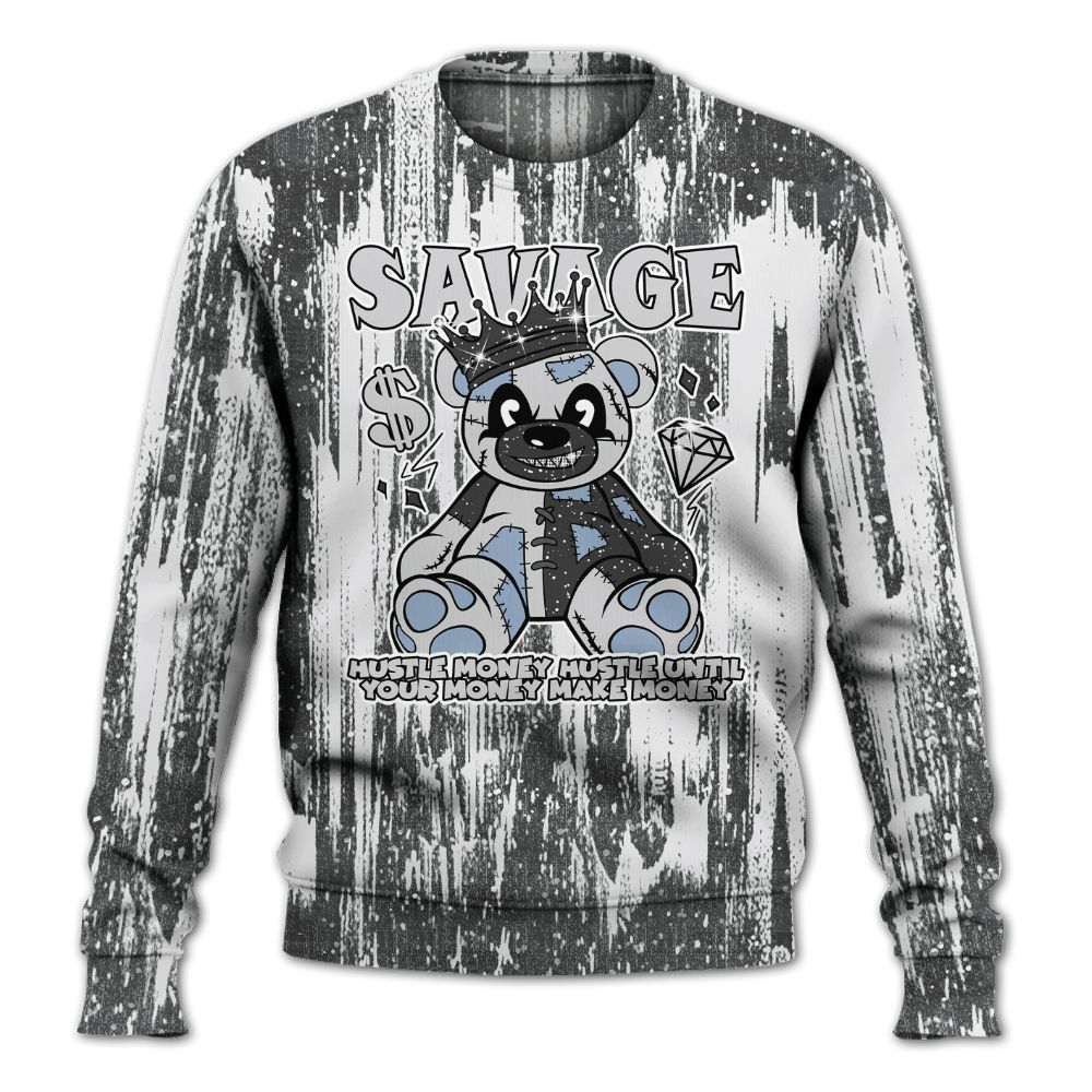 Sweatshirt To Match Reverse Black White 6s - Savages Bear Glitch Art All Over Print