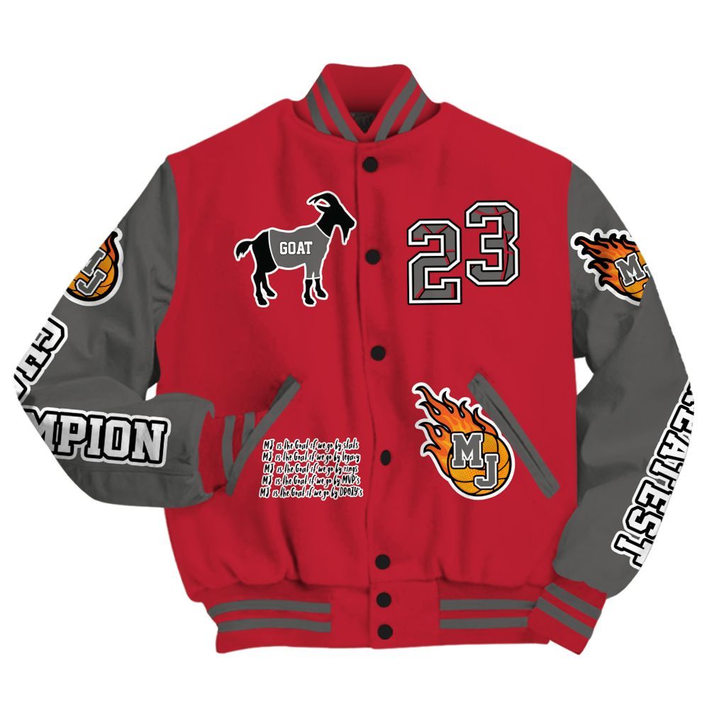 Varsity Jacket To Match Red Flint 13s - 23 G.0.A.T Jump Up Basketball All Over Print