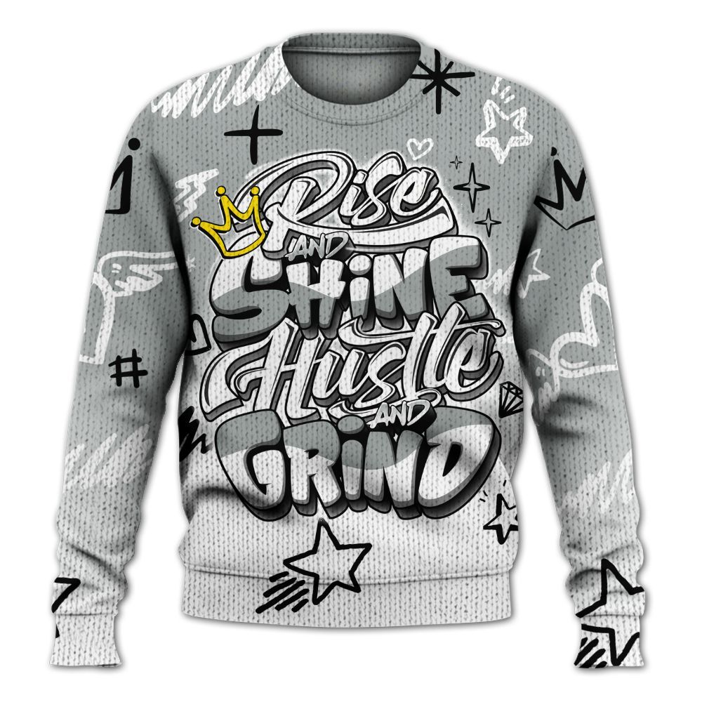 Knitted Sweater To Match Dunk Low White Light Smoke Grey - Rise Shine Hustle Grind
