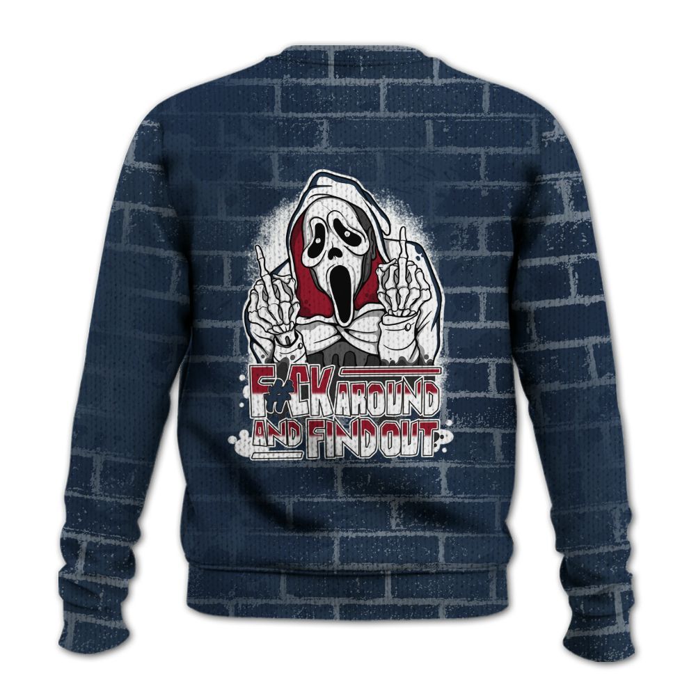Knitted Sweater To Match White Midnight Navy 6s - F#CK And Find Out Graphic Halloween