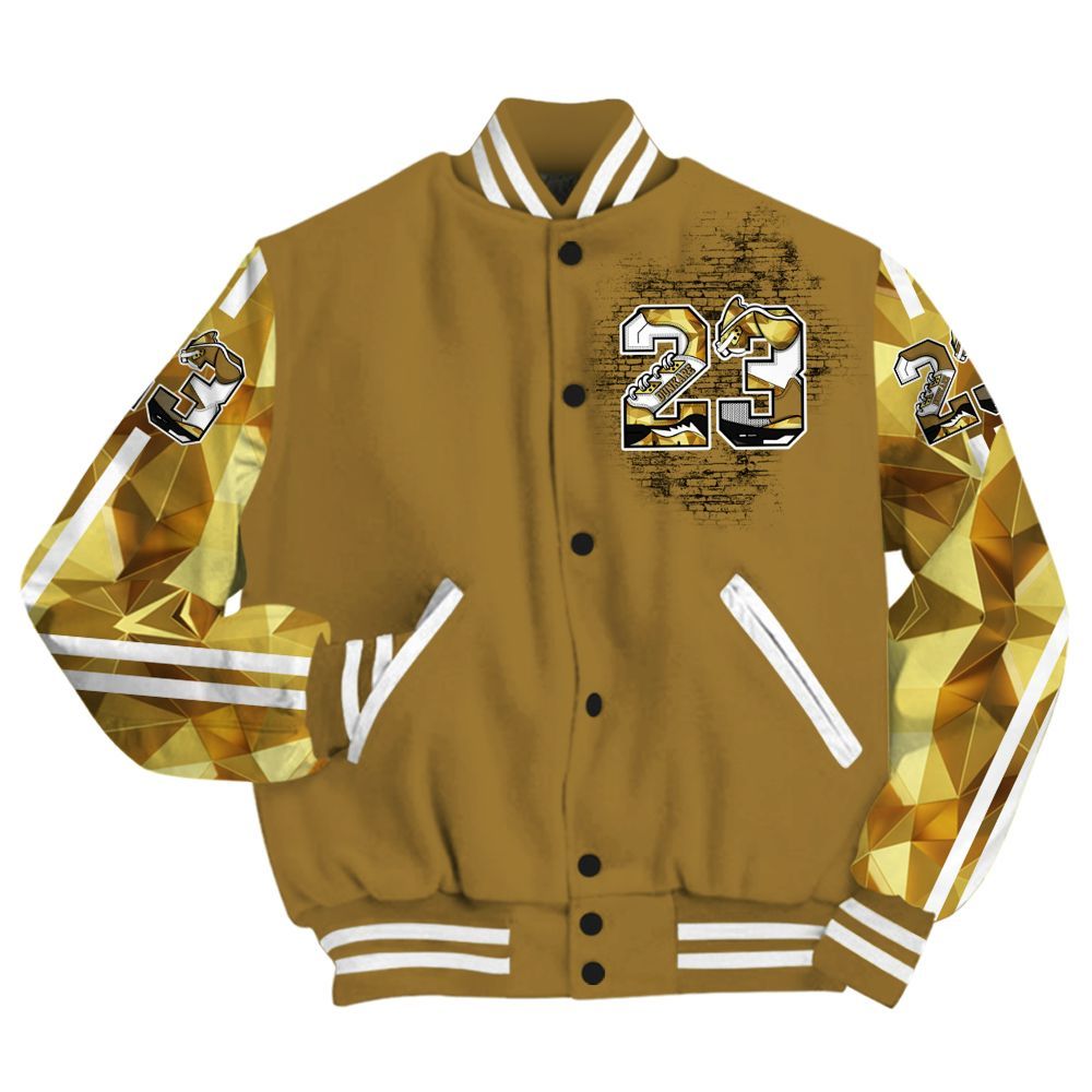 Varsity Jacket To Match NET Gold 4s - Custom Name Number 23 5s All Over Print