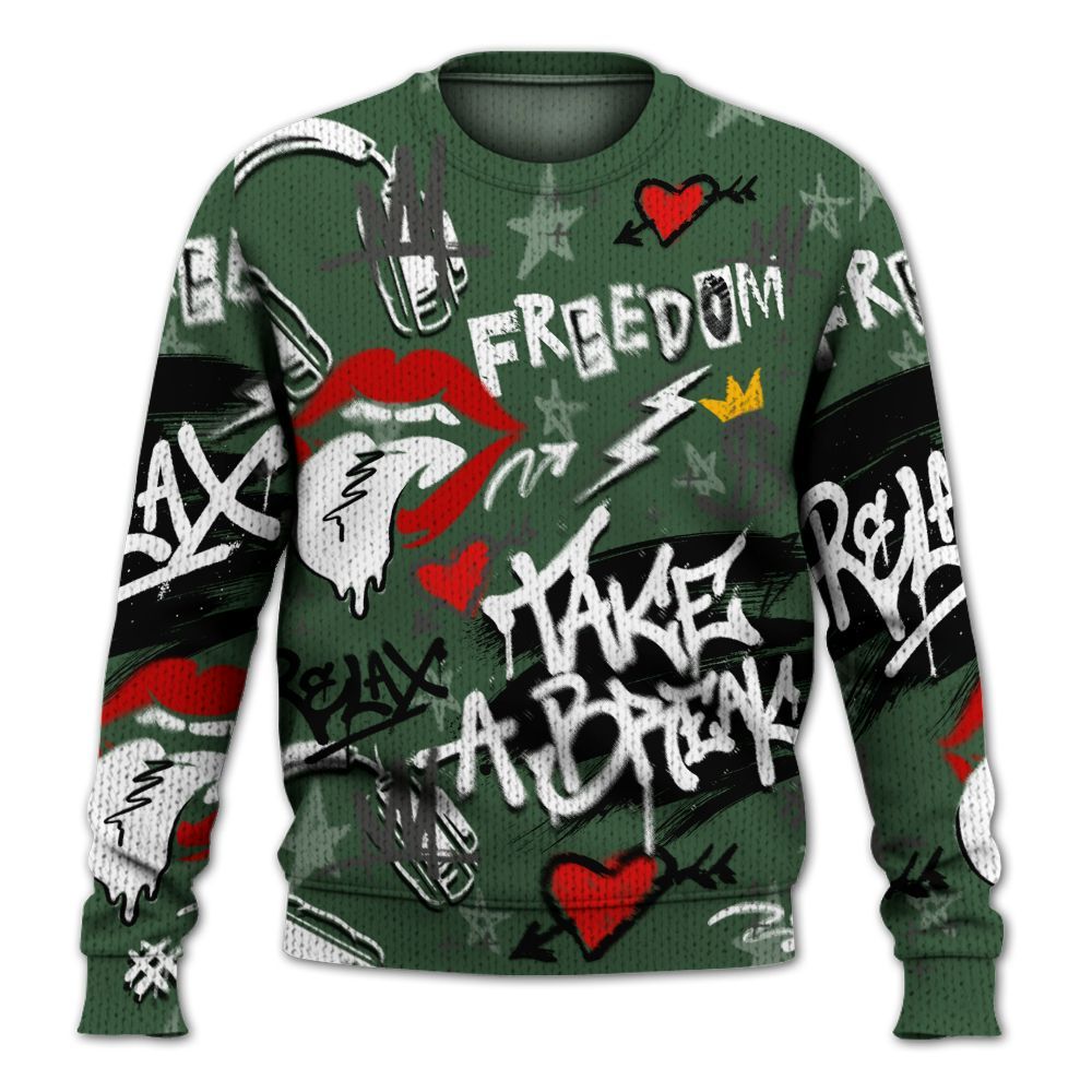 Knitted Sweater To Match Dunk Low Skateboards Black - Take Break Freedom Graffiti Streetwear