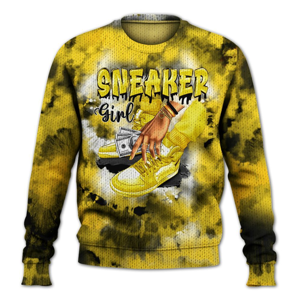 Knitted Sweater To Match Retro Thunder 4s - SNEAKER Girl Money Drip Tie Dye