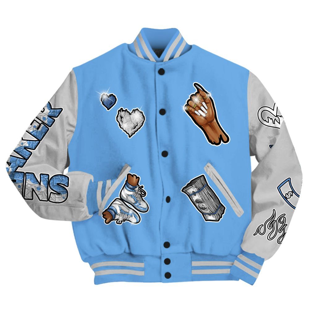 Varsity Jacket To Match University Blue 6s - Sneakerz Girlz All Over Print