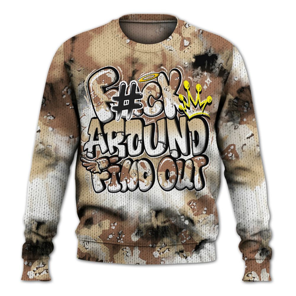 Knitted Sweater To Match Desert Camo 3s - Tie Dye FK Around Find Out