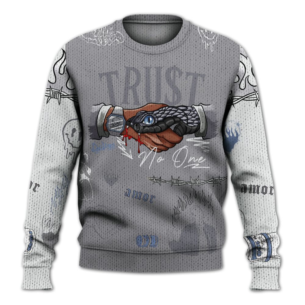 Knitted Sweater To Match Low Cement Grey 11s - Snake Trust No One